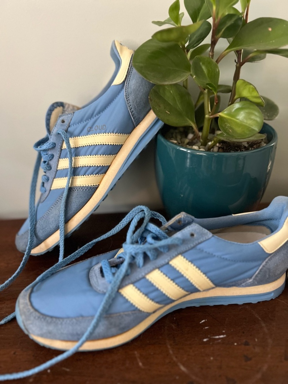 adidas Light Blue and Cream Retro Athletic Sneakers